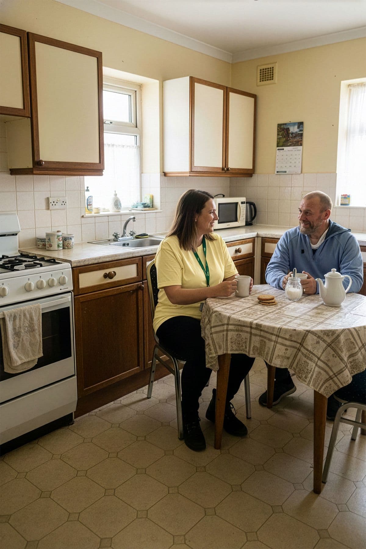 People engaging in daytime activities and community support